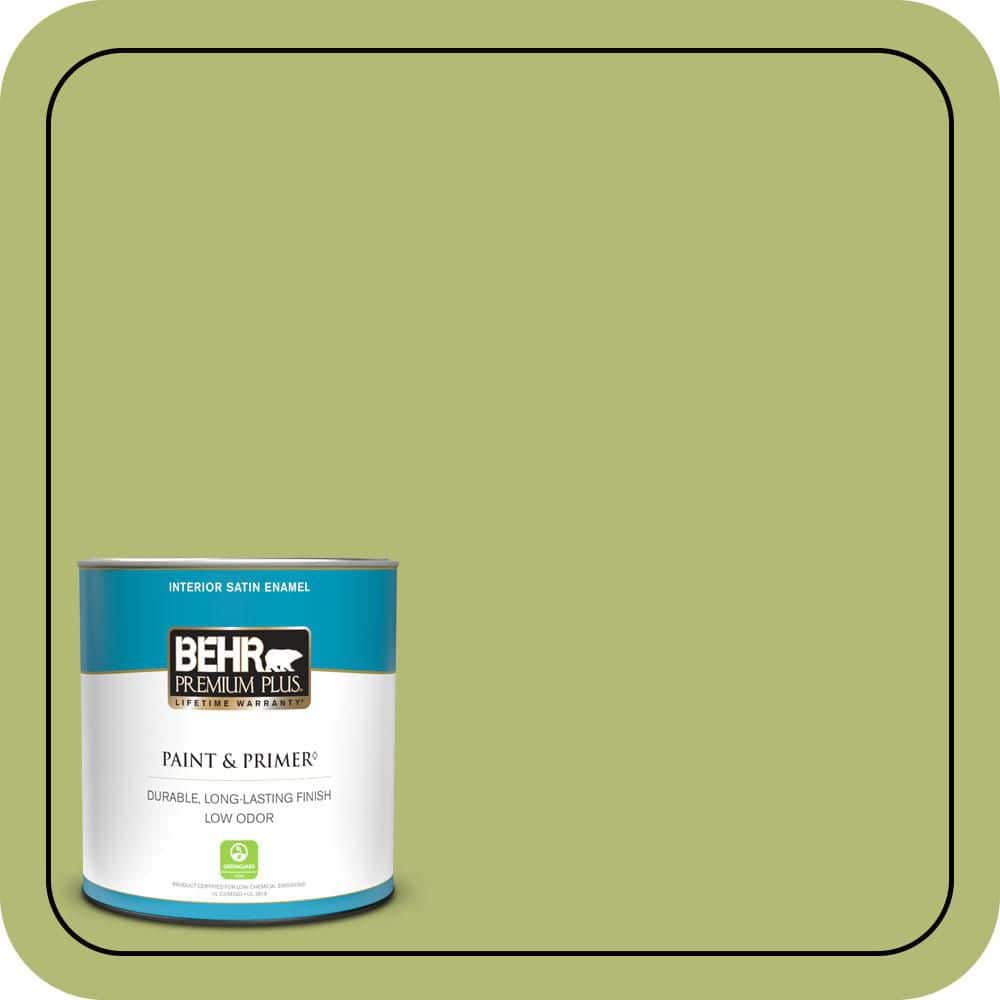 BEHR PREMIUM PLUS #410D-4 Asparagus Flat Interior/Exterior Paint & Primer Color Sample