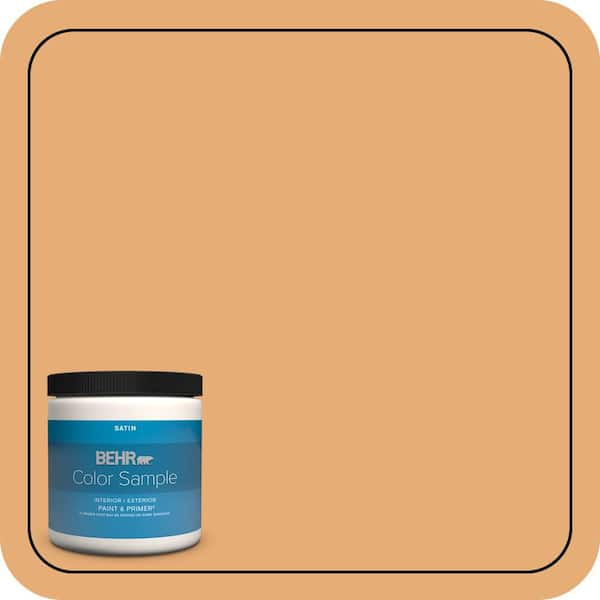 BEHR PREMIUM PLUS 8 oz. #PMD-75 Autumn Gourd Satin Enamel Interior/Exterior Paint & Primer Color Sample (2)