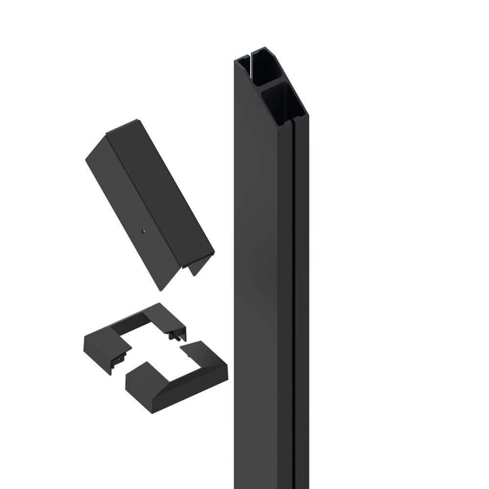 Barrette Outdoor Living 2 in. x 4 in. x 38 in. Elevation Aluminum Matte Black Stair Line Post for Cable Railing System (2)