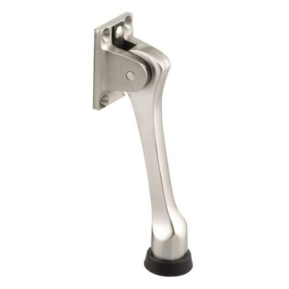 Taco 4 in. Solid Brass Door Holder in Brushed Chrome (1)