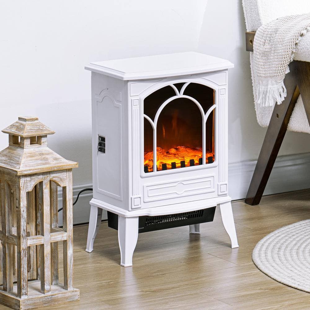 Ahfiwaso 750-Watt/ 1500-Watt White Electric Fireplace Tower Radiant Infrared Space Heater with Overheat Safety Protection (2)