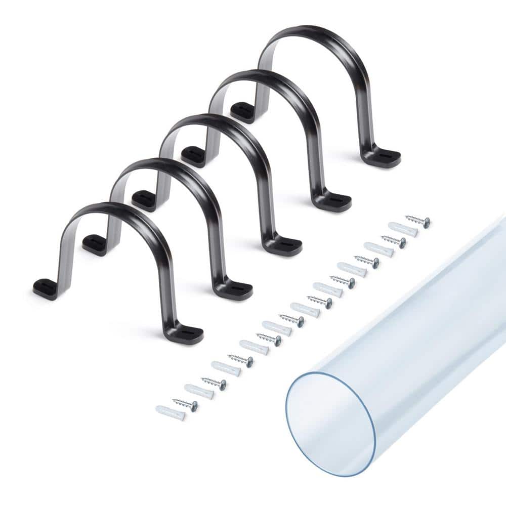 POWERTEC 4 in. x 36 in. Long Clear PVC Pipe Rigid Plastic Tubing and 5PK Hangers for 4 in. Dust Collection Pipe and Hose (1)