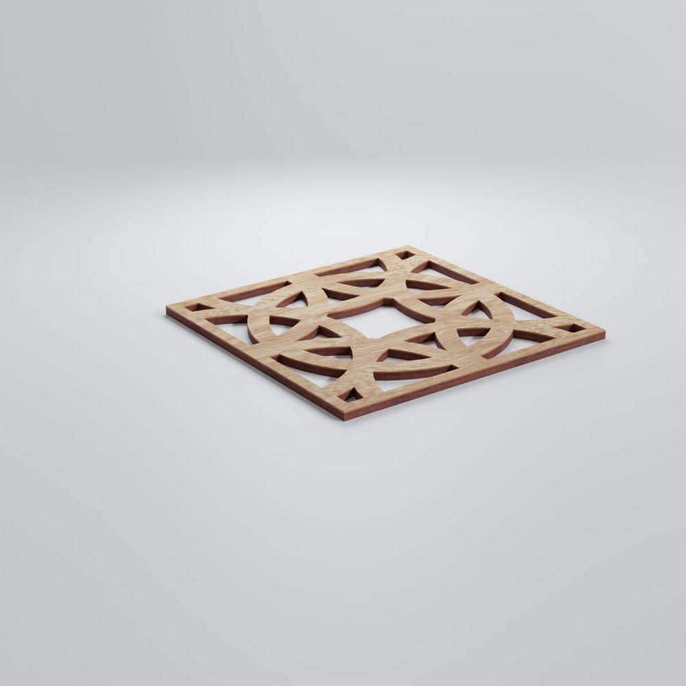 Ekena Millwork 7-3/8" x 7-3/8" x 1/4" Extra Small Brownsville Decorative Fretwork Wood Wall Panels, Red Oak (20-Pack) (3)