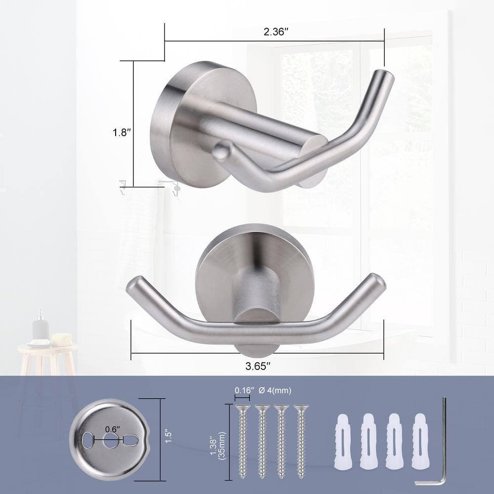 ARCORA Wall Mounted Bathroom J-Hook Robe/Towel Hook Brushed Nickel 2 Pack (4)