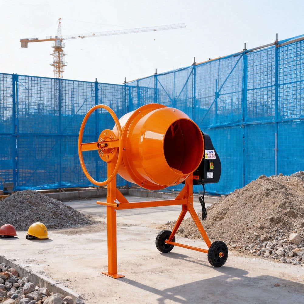 Tatayosi 5 Cu. ft Electric Concrete Mixer Machine, Portable Power Cement Mixers for Mortar, Stucco and Fodder, Orange (3)