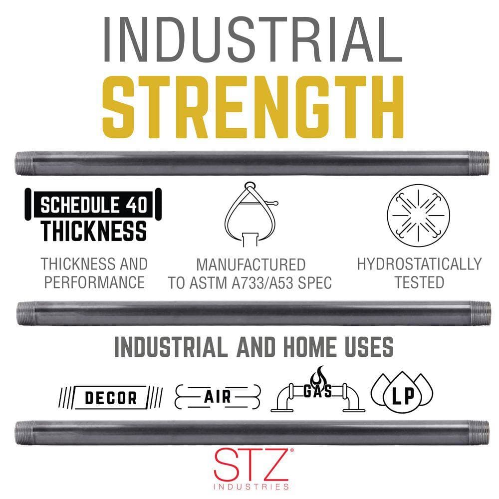 STZ 3/8 in. 5 in. Black Steel Nipple (4)