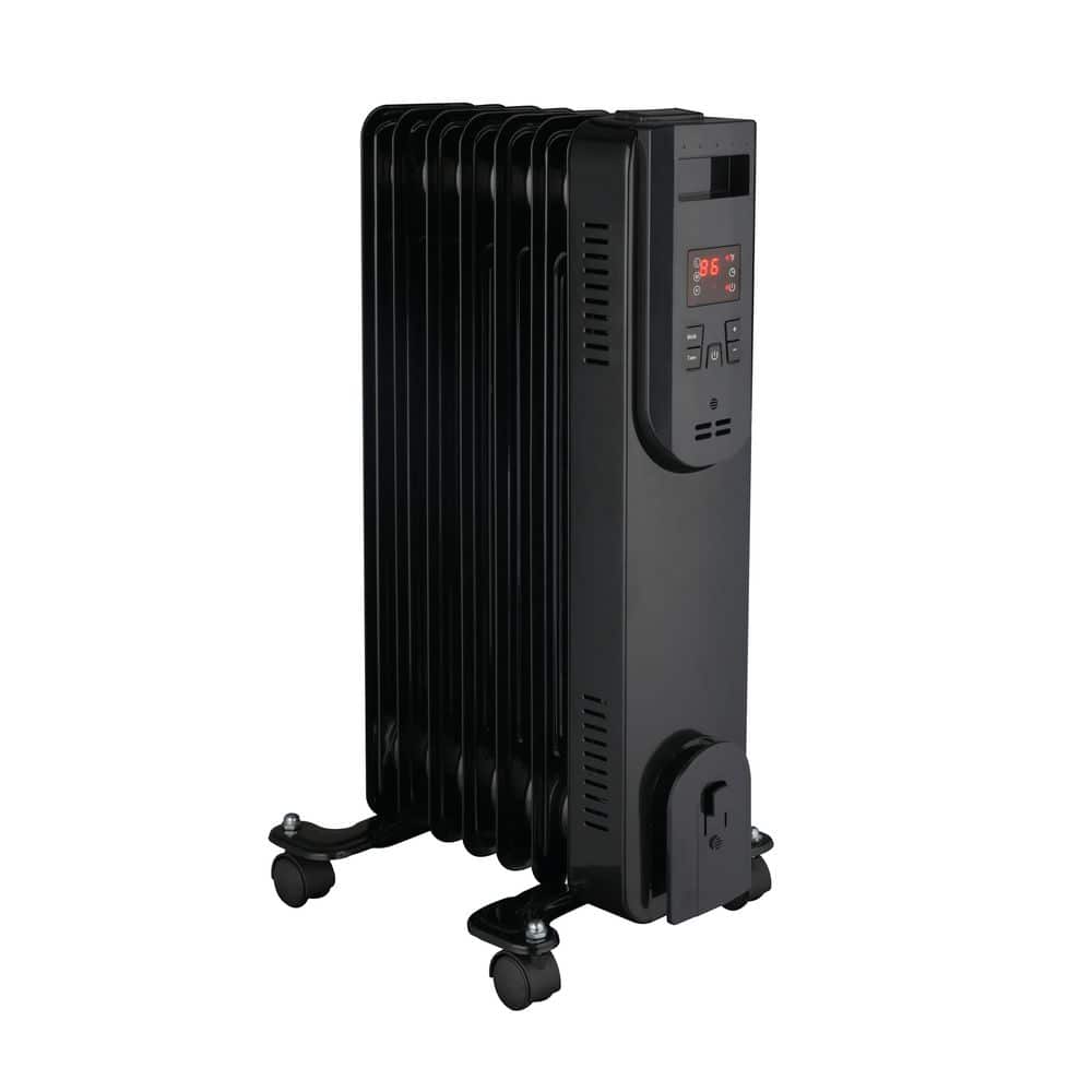 Konwin 1500-Watt Black Indoor Electric Oil-Filled Radiator Convection Radiant Space Heater with Remote Control for Living Space (2)