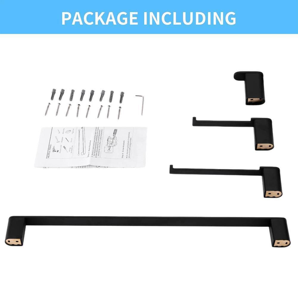 ehablix Bathroom Hardware 4-Piece Bath Hardware Set with Towel Bar, Robe Hook, Toilet Paper Holder in Black (3)