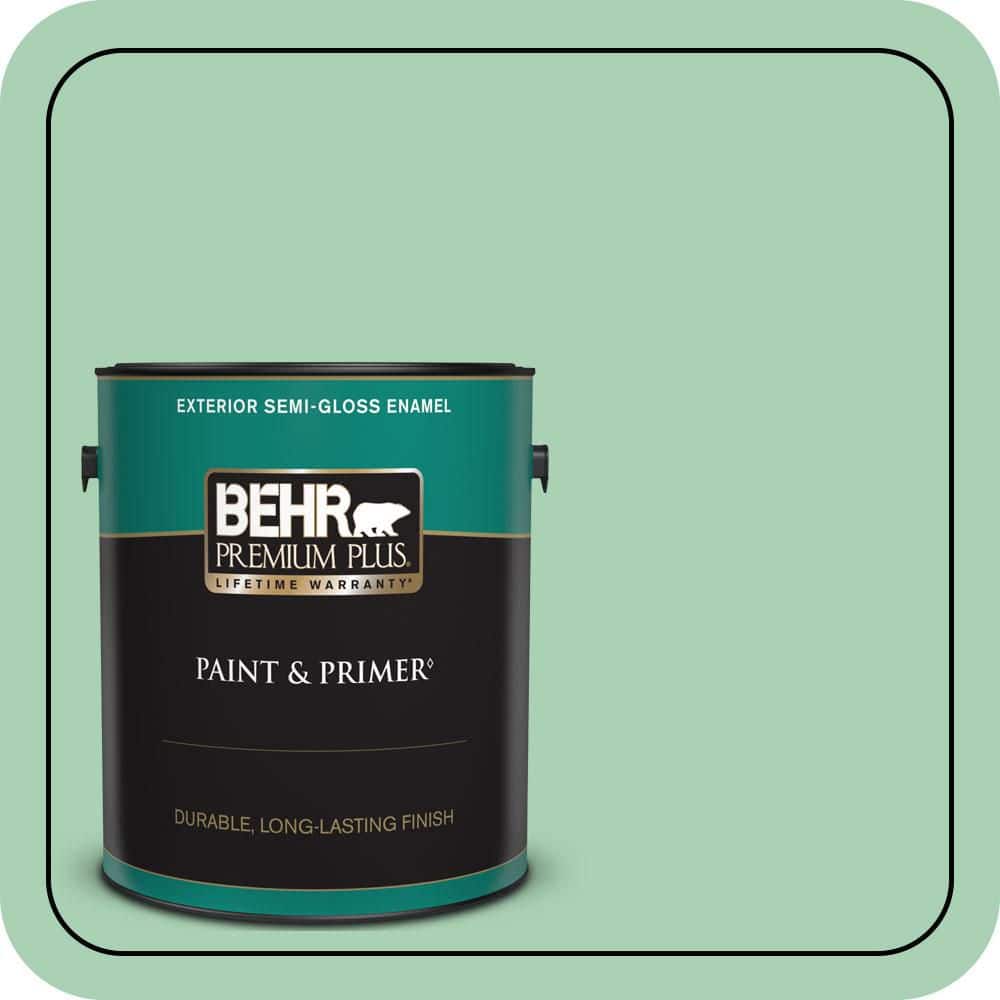 BEHR PREMIUM PLUS 1 gal. #460D-4 Aloe Essence Semi-Gloss Enamel Exterior Paint & Primer