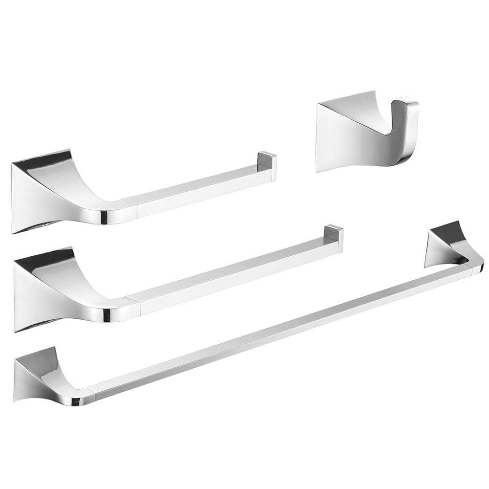 HMMHVV 4-Piece Bathroom Hardware Set with Towel Bar Stainless Steel Wall Mount 4PCS Bathroom Accessories Set Polished Chrome (1)