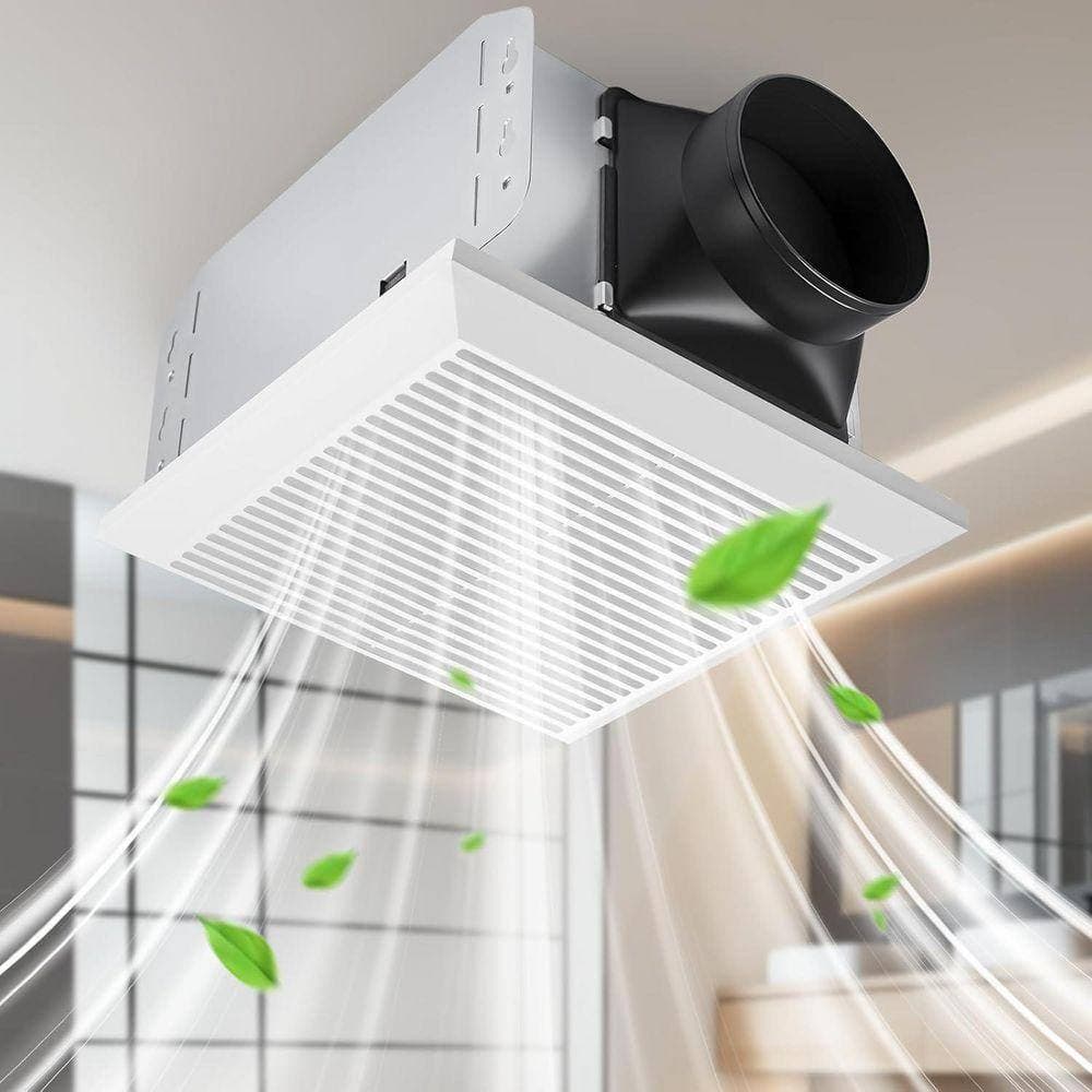 KIWDZFU 110 CFM White Electric Ceiling or Wall Mount Bathroom Exhaust Fan, 7.68 x 9.25 in. (2)
