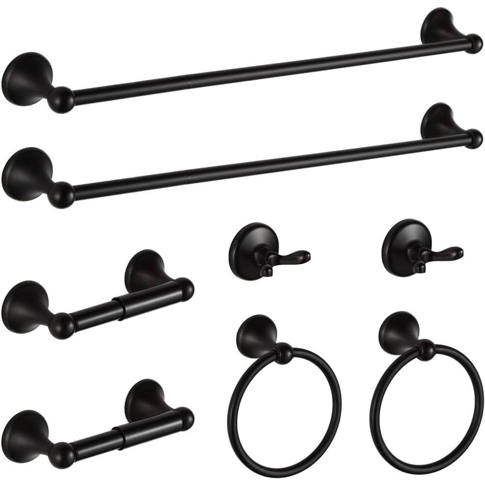 Unbranded 8-Pieces Bath Hardware Set with Adjustable Bathroom Towel Bars, Rings, Robe Hook and Toilet Paper Holder in ORB (1)