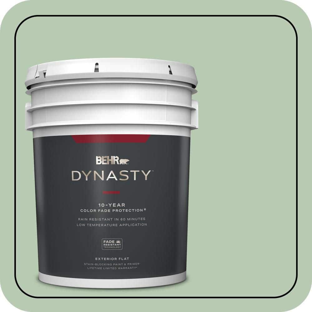 BEHR DYNASTY 5 gal. #S400-3 Healing Aloe Flat Exterior Stain-Blocking Paint & Primer