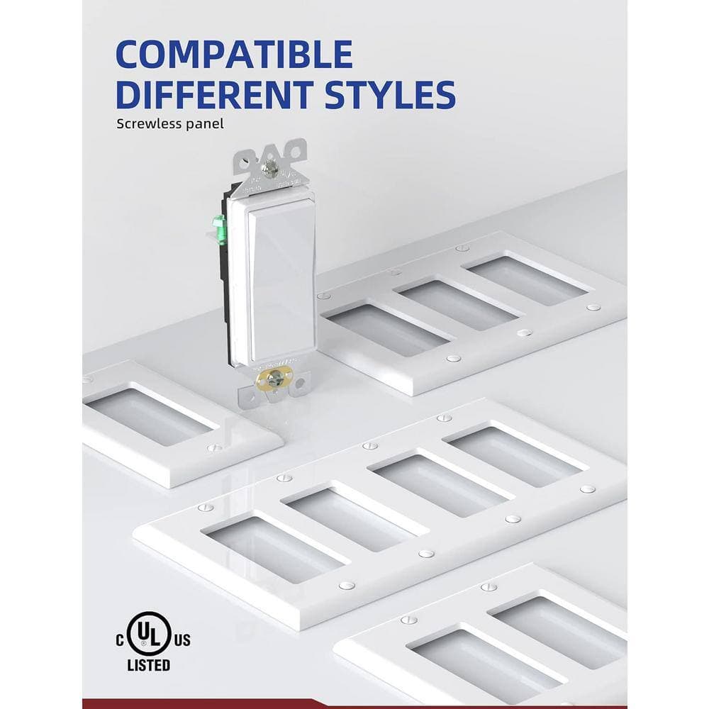 Lukyamzn Self-Grounding Paddle Rocker Light Switch, Glossy White (4)