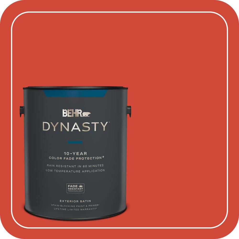 BEHR DYNASTY 1 gal. #P180-7 Top Tomato Satin Enamel Exterior Stain-Blocking Paint & Primer