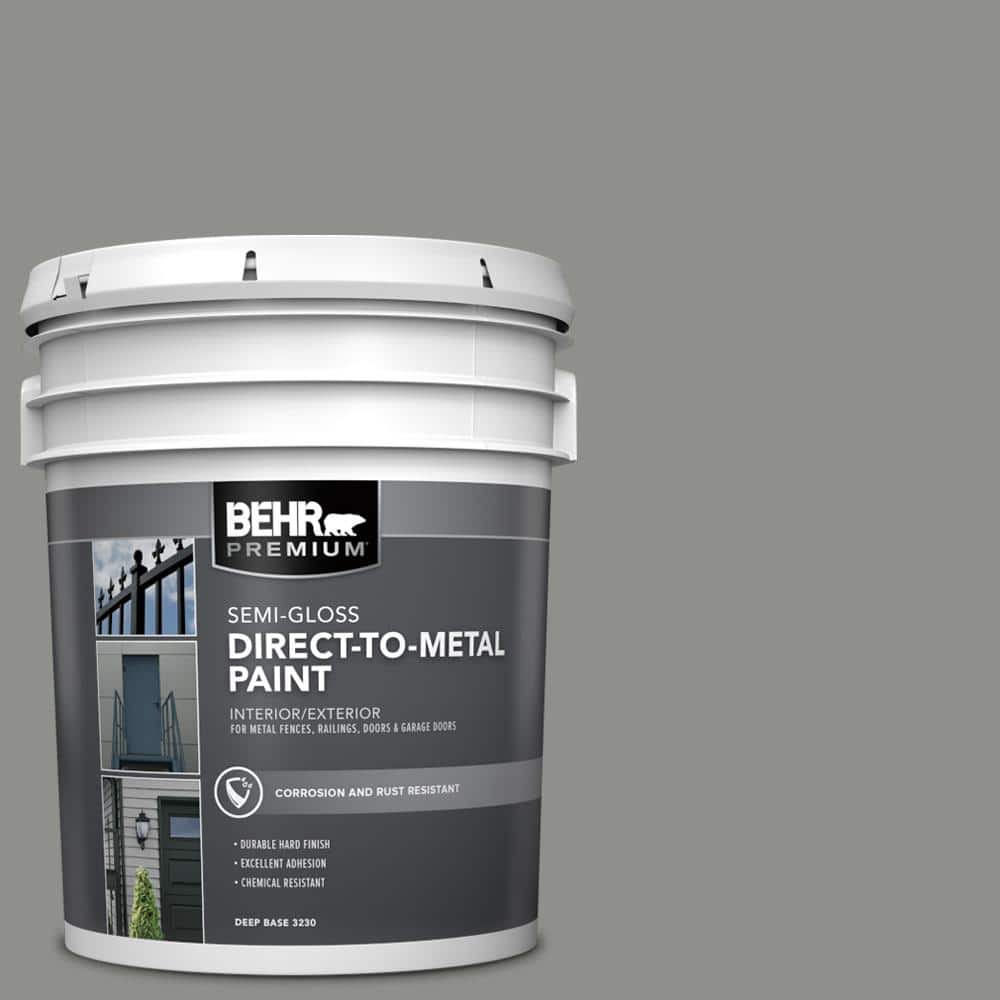 BEHR PREMIUM 5 gal. #PPU24-20 Letter Gray Semi-Gloss Direct to Metal Interior/Exterior Paint (1)