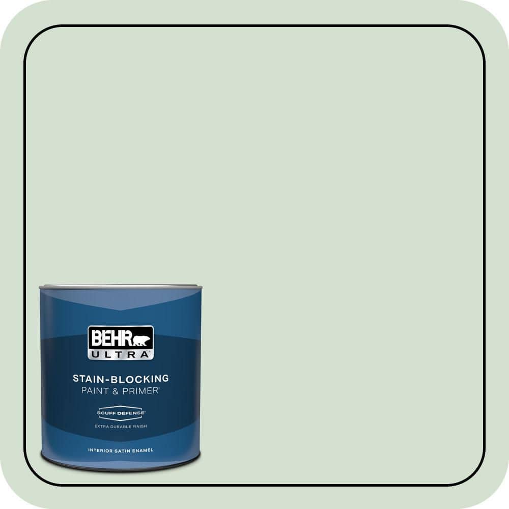 BEHR ULTRA 1 qt. #S400-2 Comforting Green Extra Durable Satin Enamel Interior Paint & Primer