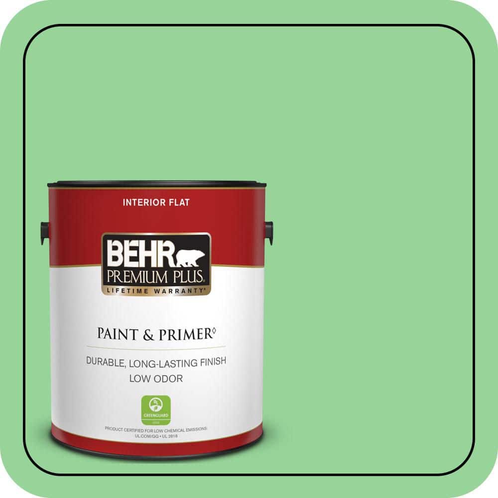 BEHR PREMIUM PLUS 1 gal. #P390-4 Young Green Flat Low Odor Interior Paint & Primer