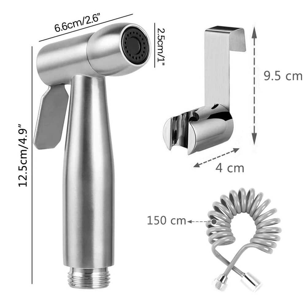 Anqtovp Handheld Bidet Sprayer Attachment with 59 in. Flexible Telescopic Shower Hose for Toilet Douche Pet Bath Cleaning (2)