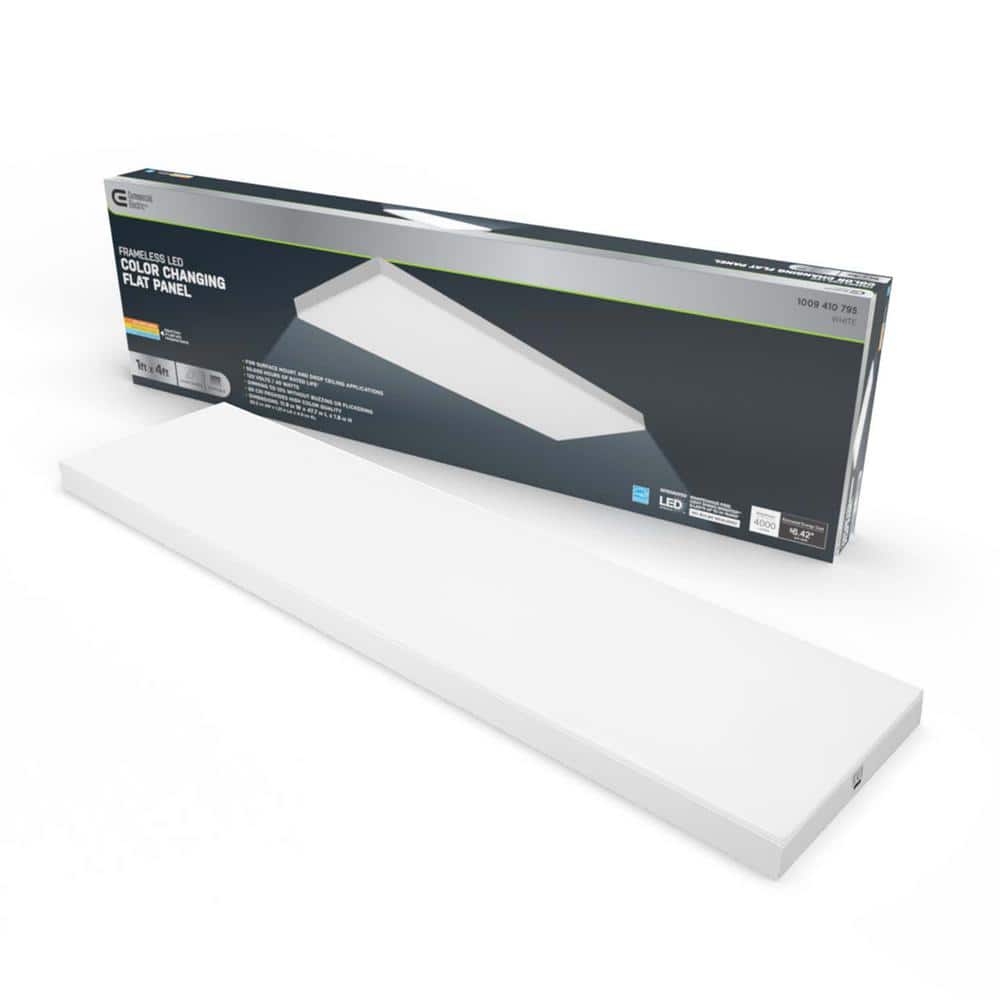 Commercial Electric 1-Pack 1 ft. x 4 ft. 40-Watt Dimmable White Integrated LED 4000 Lumens Frameless Flat Panel with Color Change 3CCT (4)