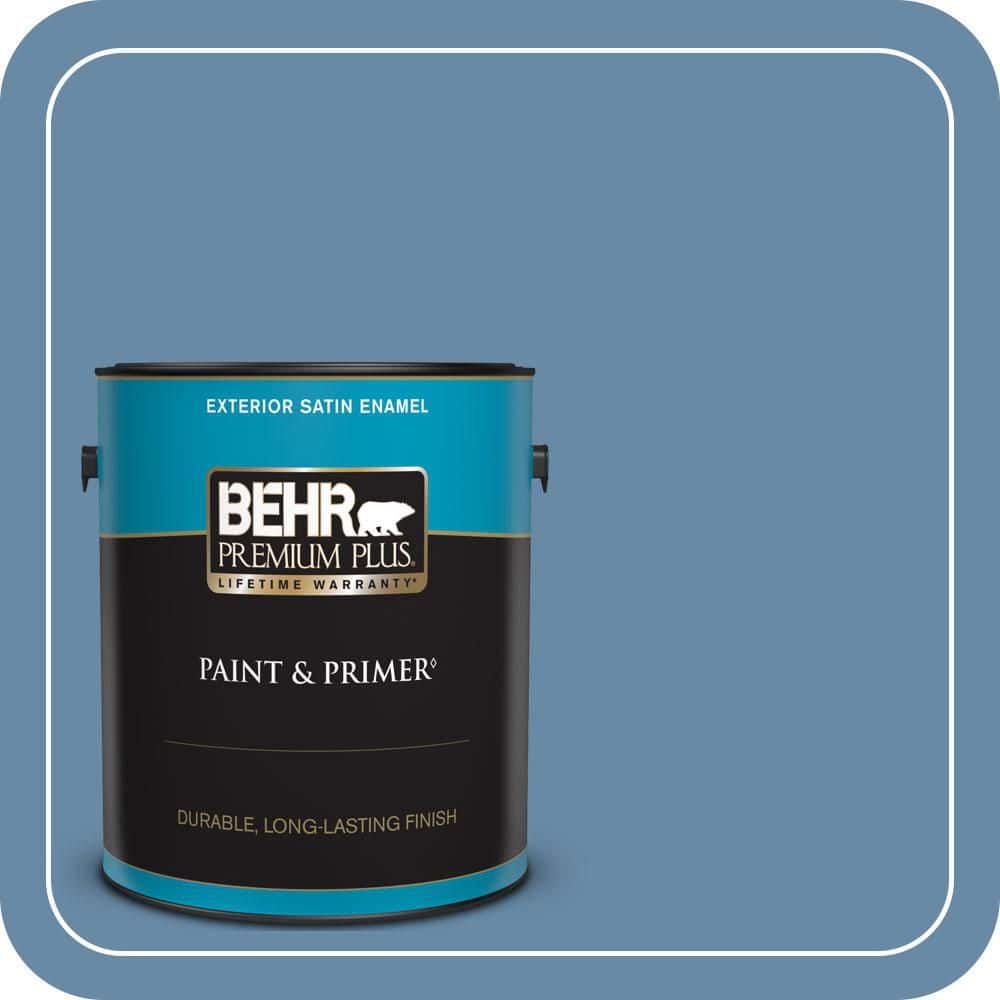 BEHR PREMIUM PLUS 1 gal. #570D-5 Americana Satin Enamel Exterior Paint & Primer