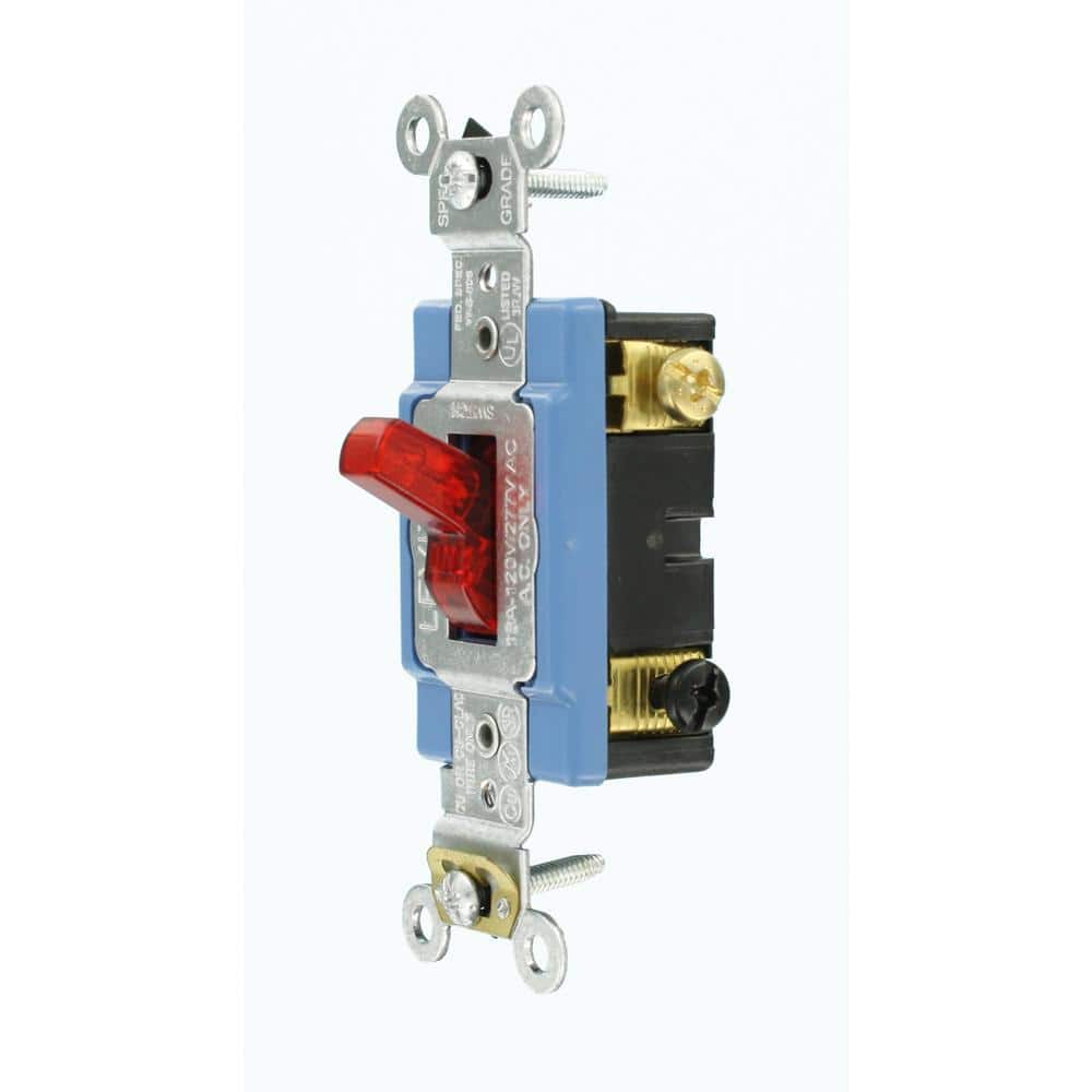 Leviton Amp Industrial Grade Heavy Duty Single-Pole Pilot Light Toggle Switch (3)