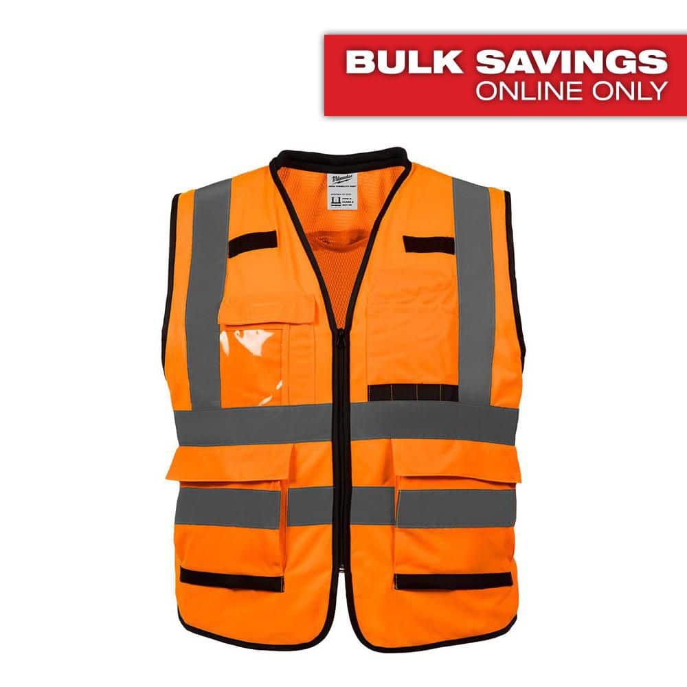 Milwaukee Performance 2X- Large/3X-Large Orange Class 2-High Visibility Safety Vest with 15 Pockets