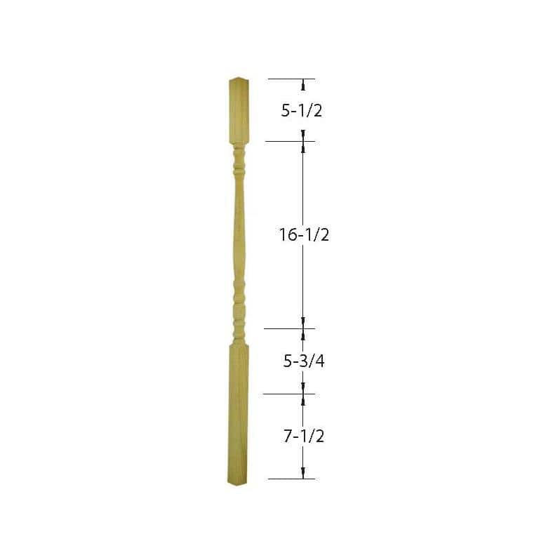 EVERMARK Stair Parts 36 in. x 1-1/4 in. 5205 Unfinished Hemlock Square Top Wood Baluster for Stair Remodel (2)