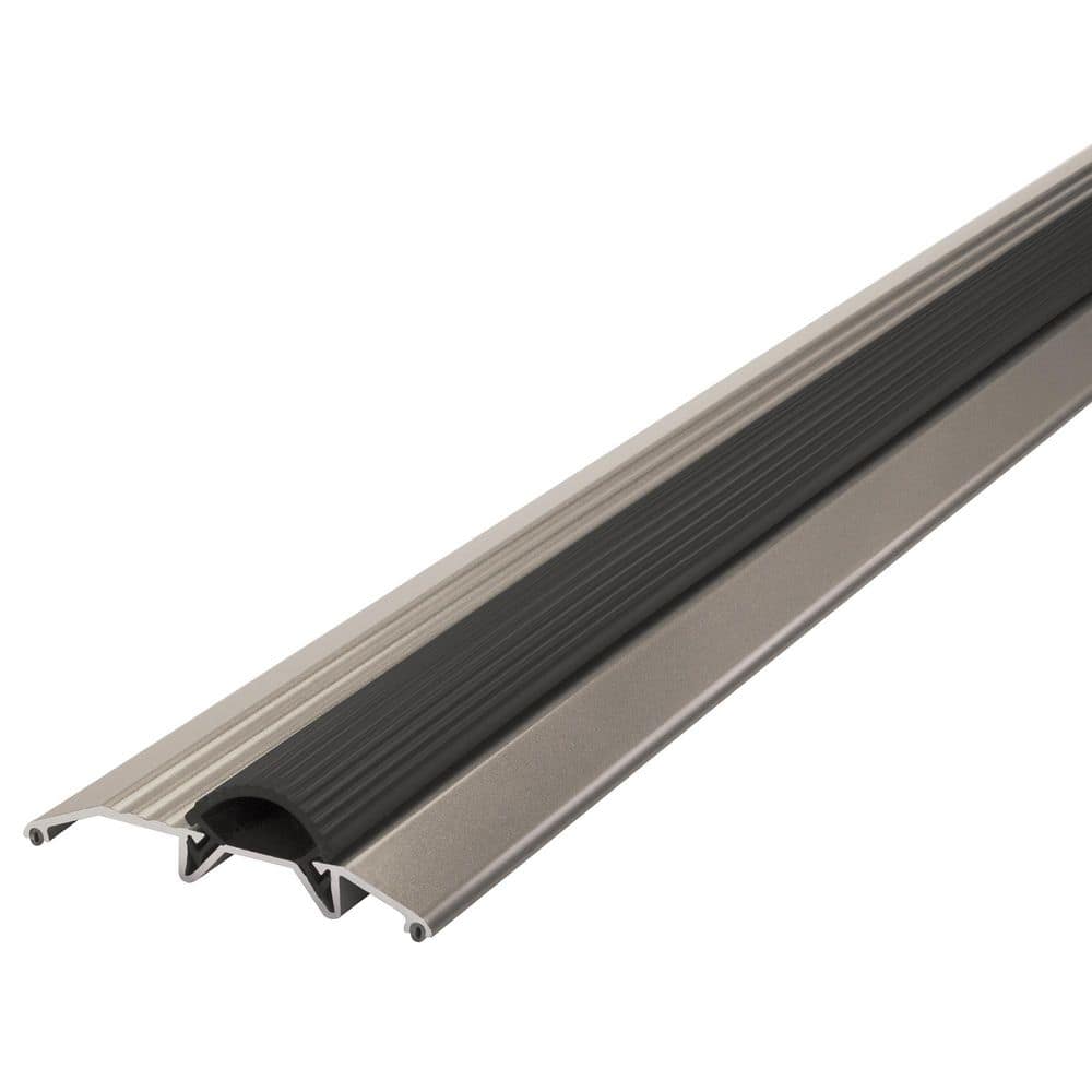 M-D Building Products 3.75 in. x 36 in. Satin Nickel Aluminum and Vinyl Heavy-Duty Low-Profile Door Weatherstripping Threshold