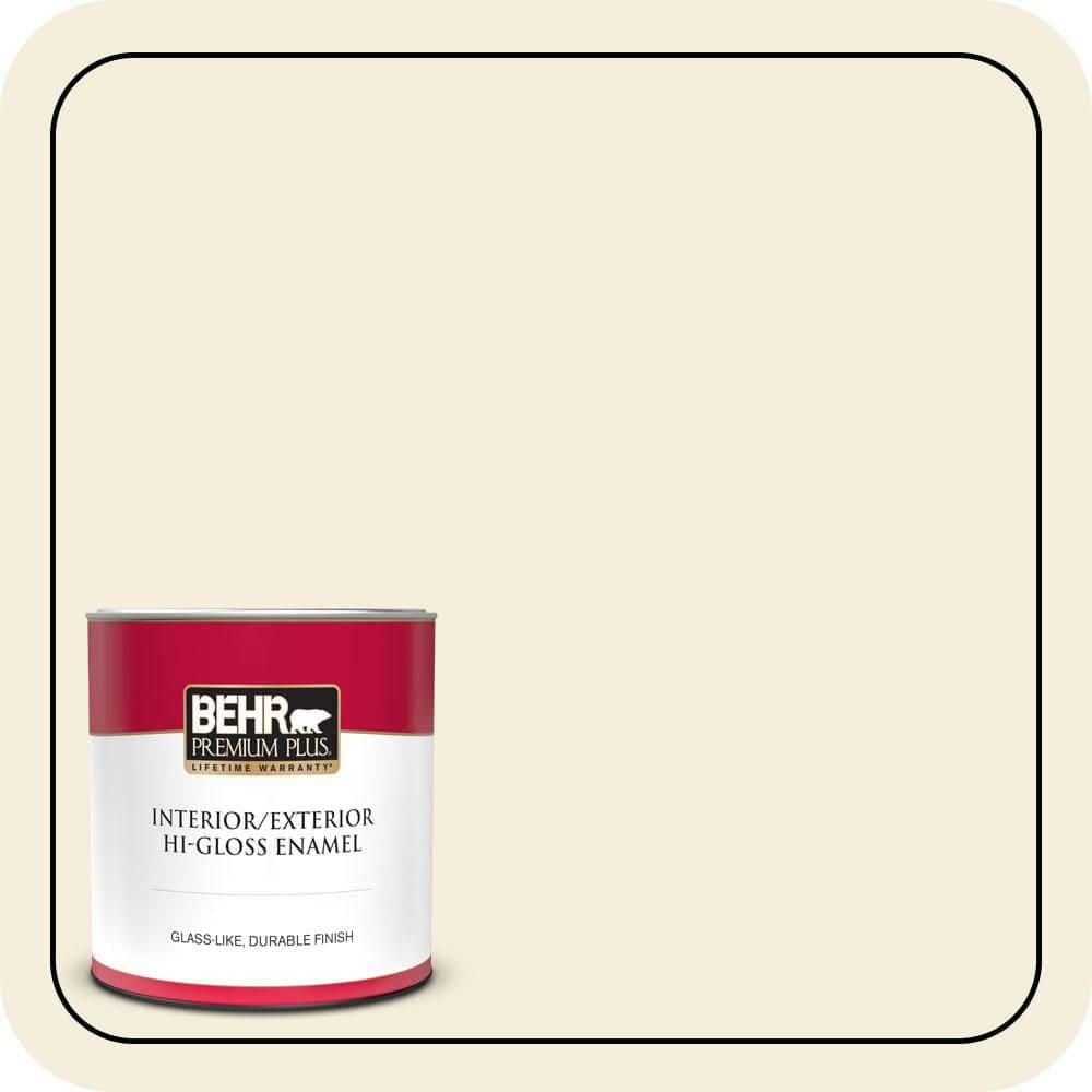 BEHR PREMIUM PLUS 1 qt. #W-D-300 Eggshell Cream Hi-Gloss Enamel Interior/Exterior Paint & Primer (1)