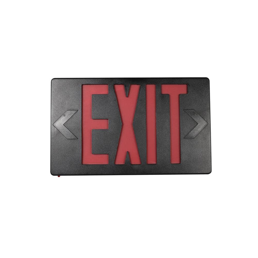 Commercial Electric 1-Pack 14-Watt Equivalent 120-Volt to 277-Volt Integrated LED Black Exit Sign with Ni-Cad 4.8-Volt (2)