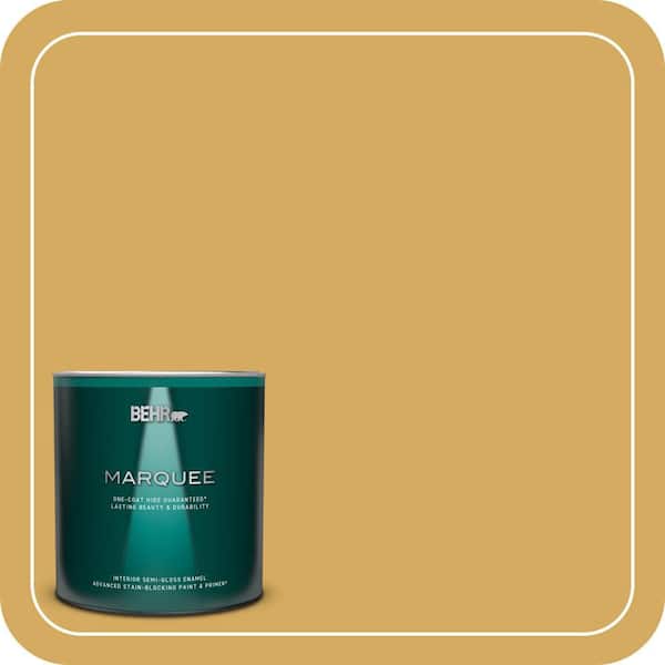 BEHR PREMIUM PLUS 1 gal. #350D-5 French Pale Gold Semi-Gloss Enamel Low Odor Interior Paint & Primer (3)