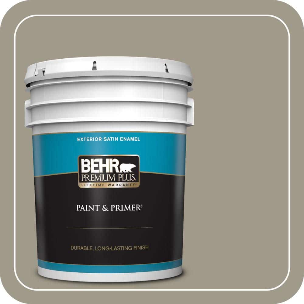 BEHR PREMIUM PLUS 5 gal. #QE-58 Moon Rock Satin Enamel Exterior Paint & Primer