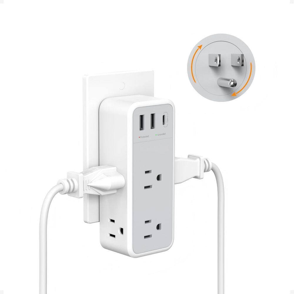 Helhom Multi Plug Wall Outlet Splitter with 360 Rotating Plug, 3 Sided Wall Socket Expander for Home, Office (1)