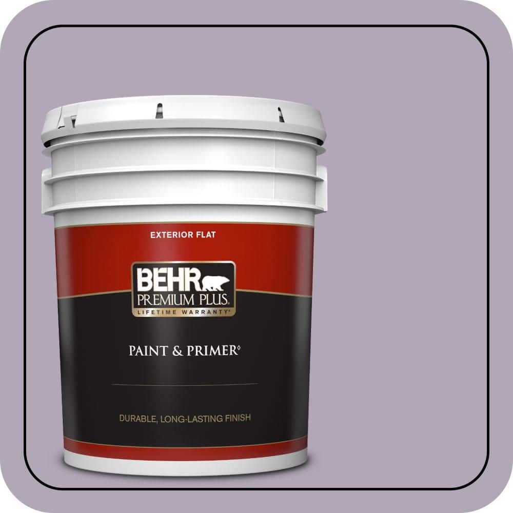 BEHR PREMIUM PLUS 5 gal. #660F-4 Plum Frost Flat Exterior Paint & Primer