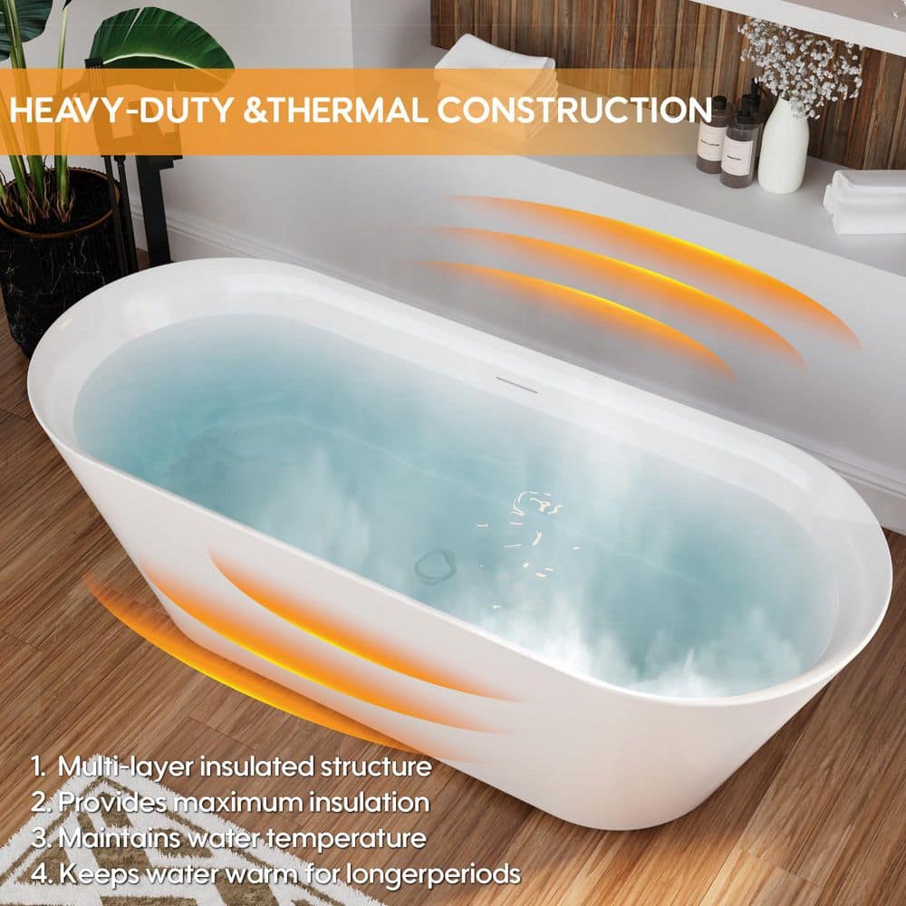 ANGELES HOME 29.5 in. Acrylic Flatbottom Freestanding Soaking Bathtub with Center Drain and Overflow (4)