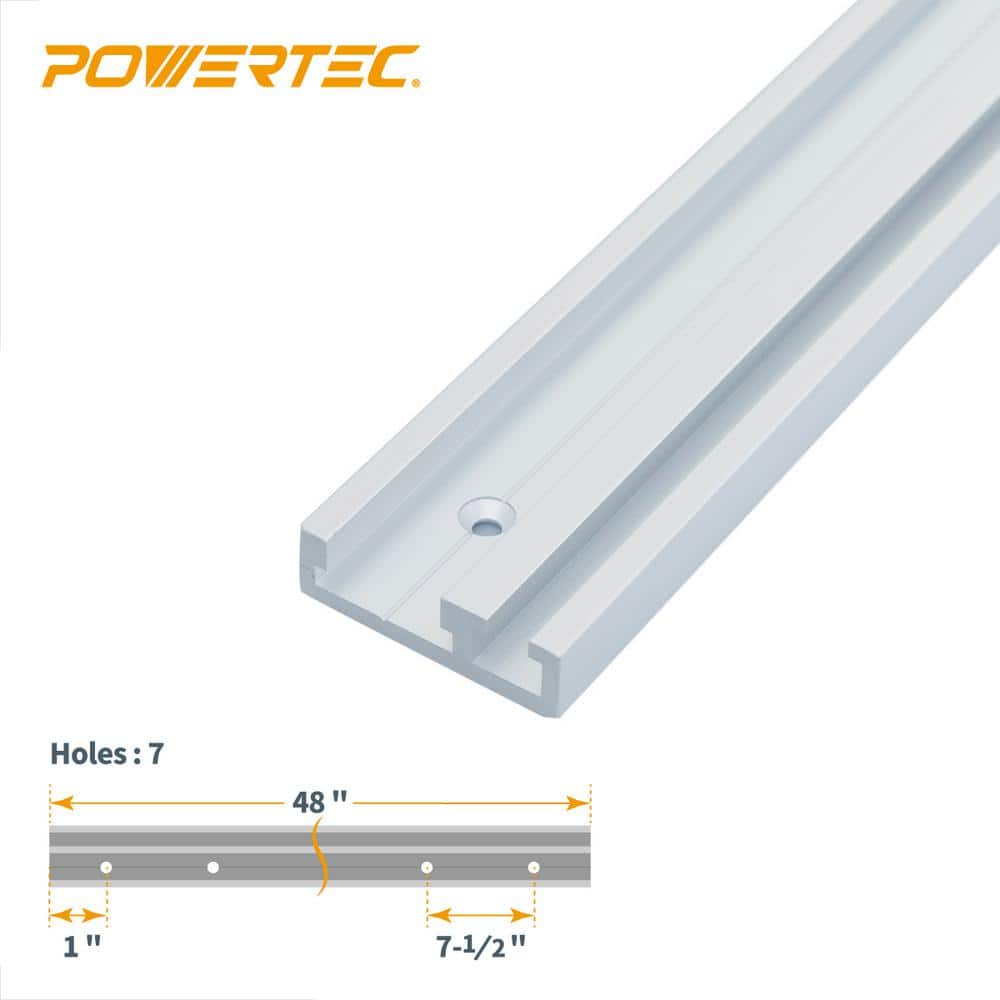‎POWERTEC 48 in. Dual Track Rail Aluminum Combo T-Track and Miter Track for Woodworking (3)
