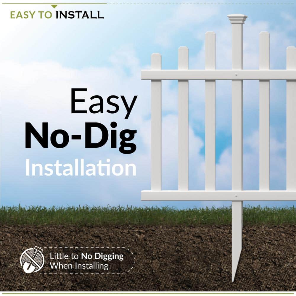 Zippity Outdoor Products 2.5 ft. x 4.7 ft. Madison No-Dig Vinyl Garden Picket Fence Panel Kit (2-Pack) (3)