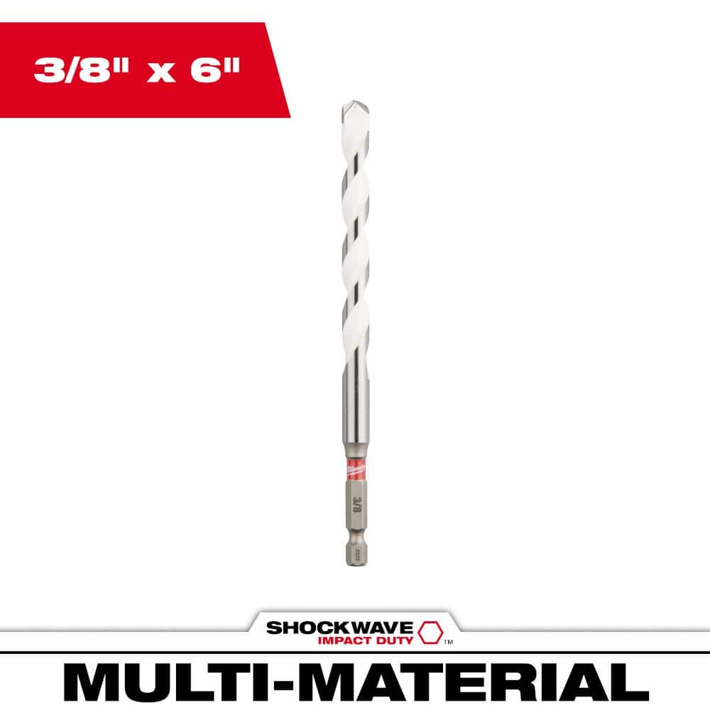 Milwaukee 3/8 in. x 4 in. x 6 in. SHOCKWAVE Carbide Multi-Material Drill Bit (2)