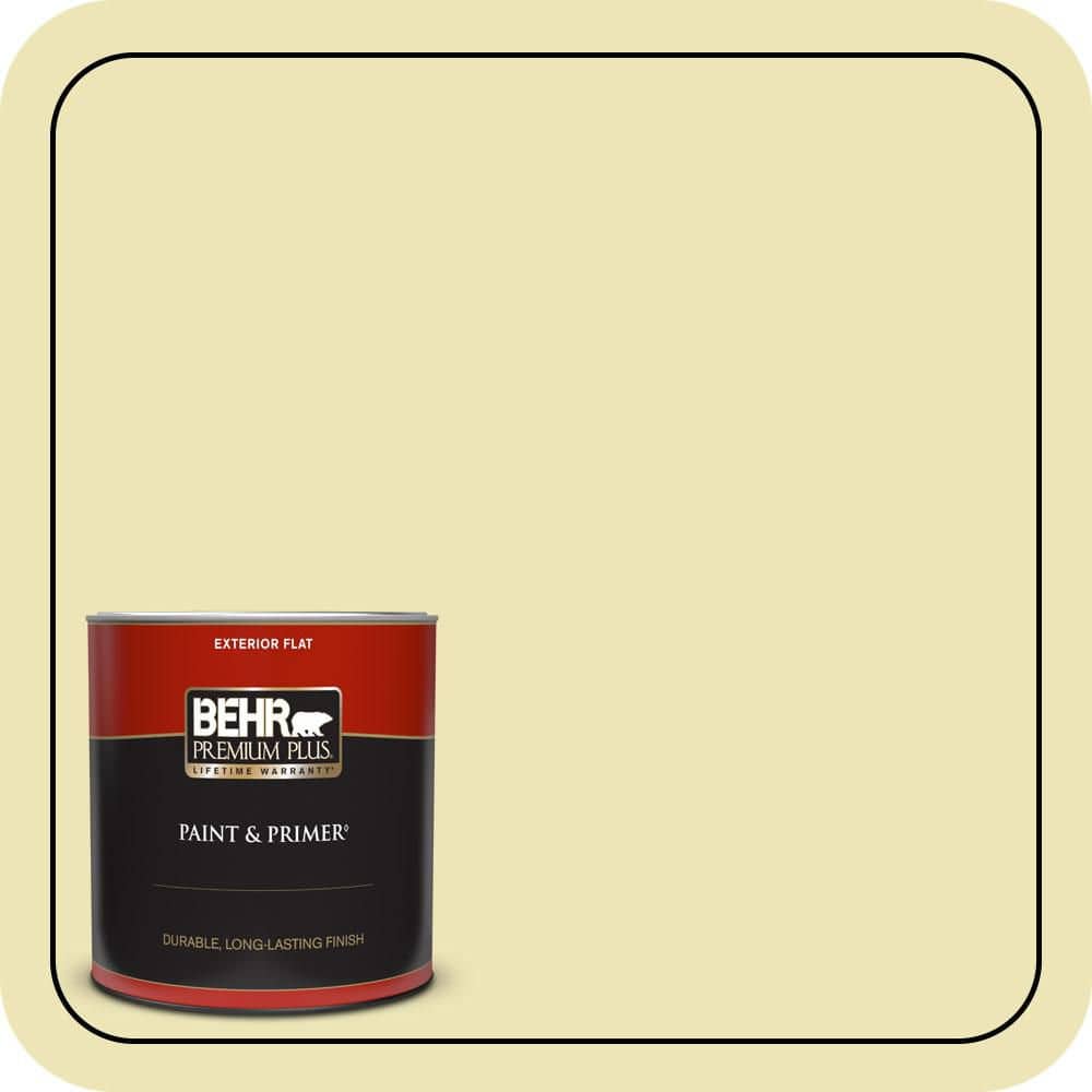 BEHR PREMIUM PLUS 1 qt. #PPU9-13 Yellow Wax Pepper Flat Exterior Paint & Primer