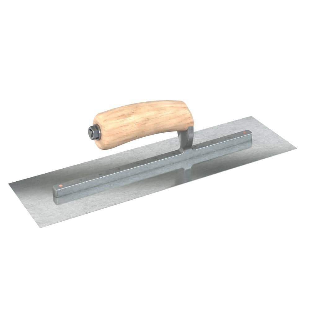 Bon Tool 20 in. x 5 in. Razor Stainless Steel Square End Finish Trowel with Wood Handle and Long Shank (2)