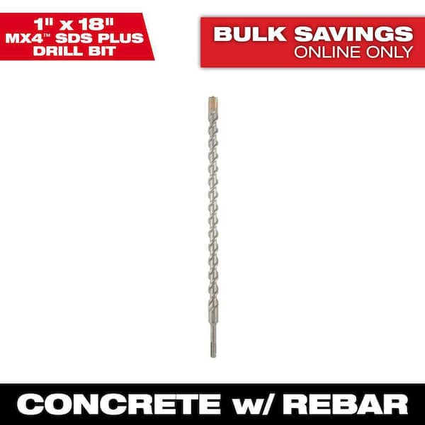 Milwaukee 1 in. x 18 in. 4-Cutter SDS-PLUS Carbide Drill Bit (2)