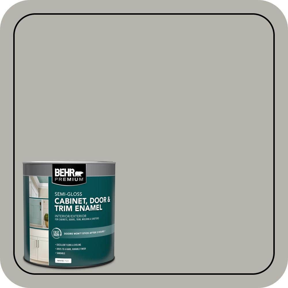 BEHR PREMIUM 1 qt. #PPU24-11 Greige Semi-Gloss Enamel Interior/Exterior Cabinet, Door & Trim Paint