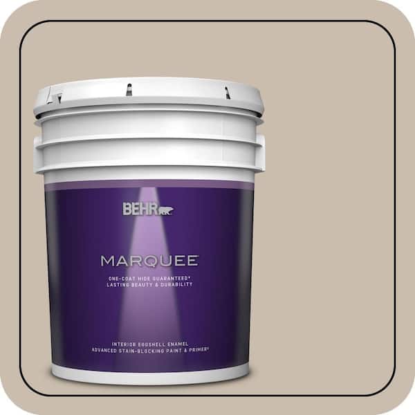 BEHR MARQUEE 5 gal. #PPU5-13 Creamy Mushroom One-Coat Hide Eggshell Enamel Interior Paint & Primer (2)