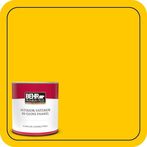 BEHR PREMIUM PLUS 1 qt. #S-G-380 Sunny Summer Hi-Gloss Enamel Interior/Exterior Paint & Primer (2)