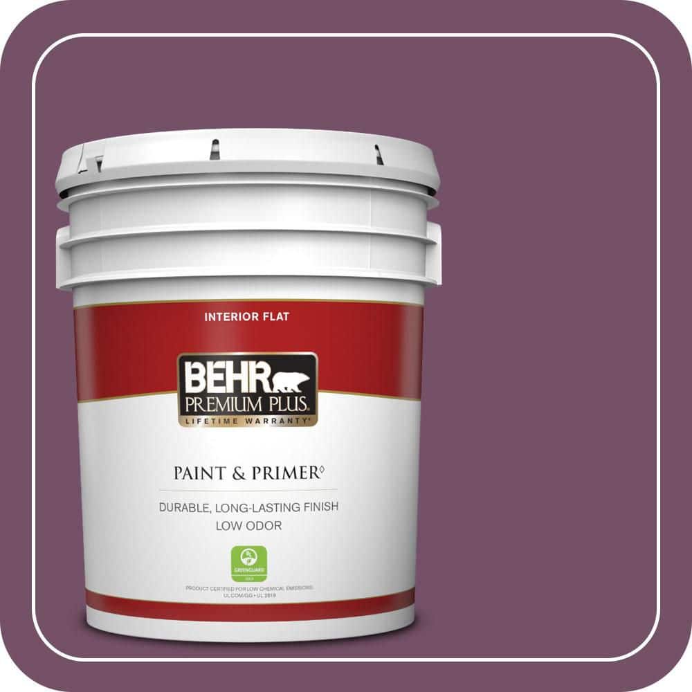 BEHR PREMIUM PLUS 5 gal. #690D-7 Radicchio Flat Low Odor Interior Paint & Primer