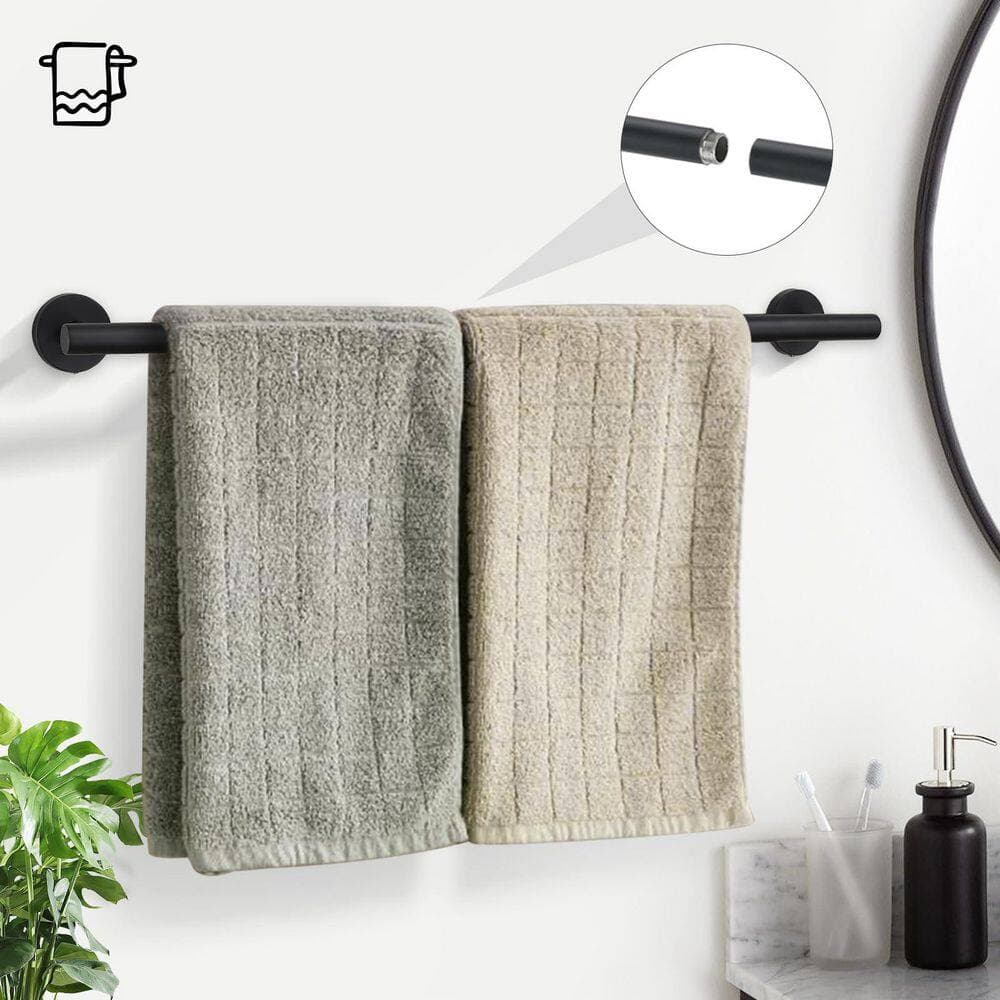 KHKFY Matte Black 5-Piece Bathroom Hardware Set, SUS304 Stainless Steel, 24 Inch Towel Bar, Wall Mounted (2)