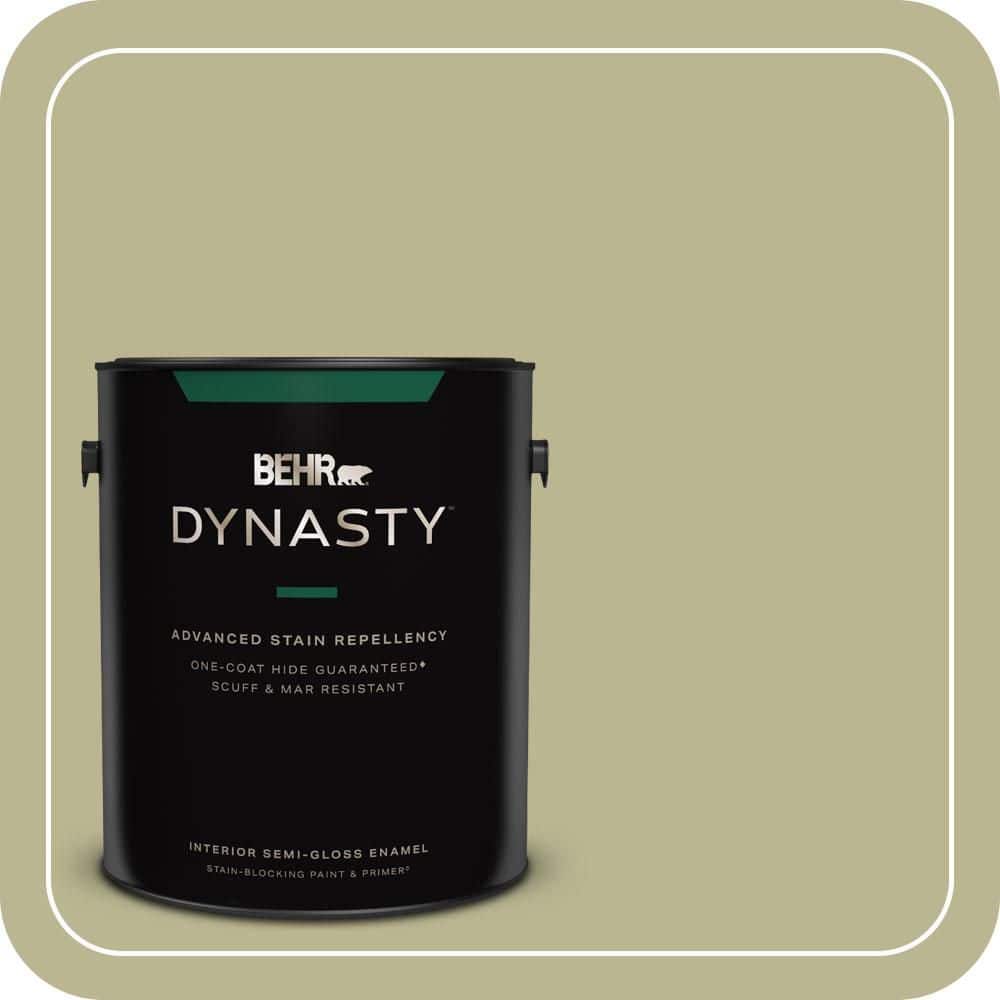 BEHR DYNASTY 1 gal. #MQ6-56 Lichen One-Coat Hide Semi-Gloss Enamel Interior Stain-Blocking Paint & Primer
