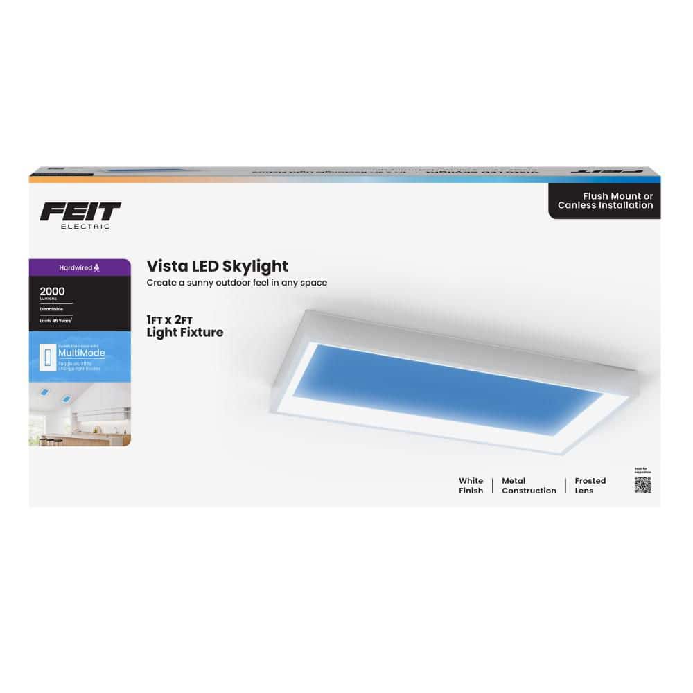 Feit Electric 1 ft. x 2 ft. Vista Artificial Skylight White Integrated LED Ceiling Flush Mount Light MultiMode Color Change 5CCT (4)