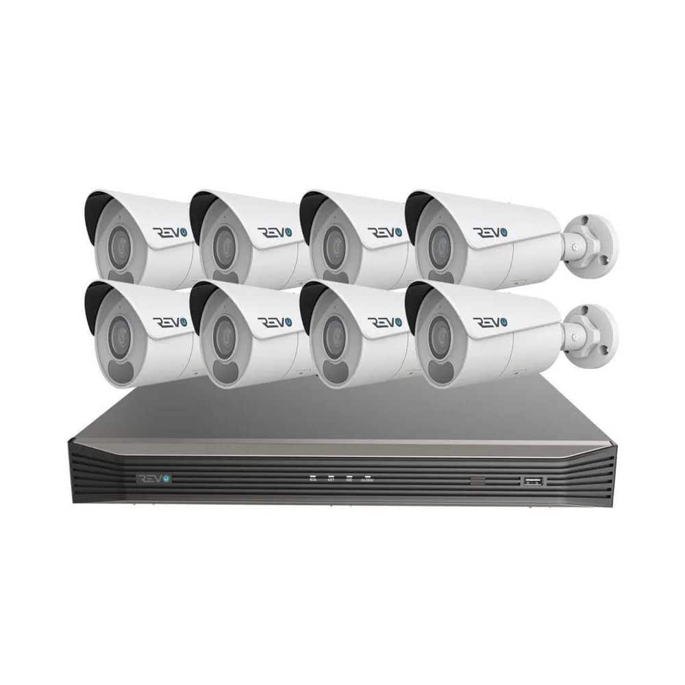 Revo ULTRA BLUE SERIES 4K 16 Channel Wired PoE NVR Smart Security Camera System with 4TB HDD & 8x 4K Bullet Cameras